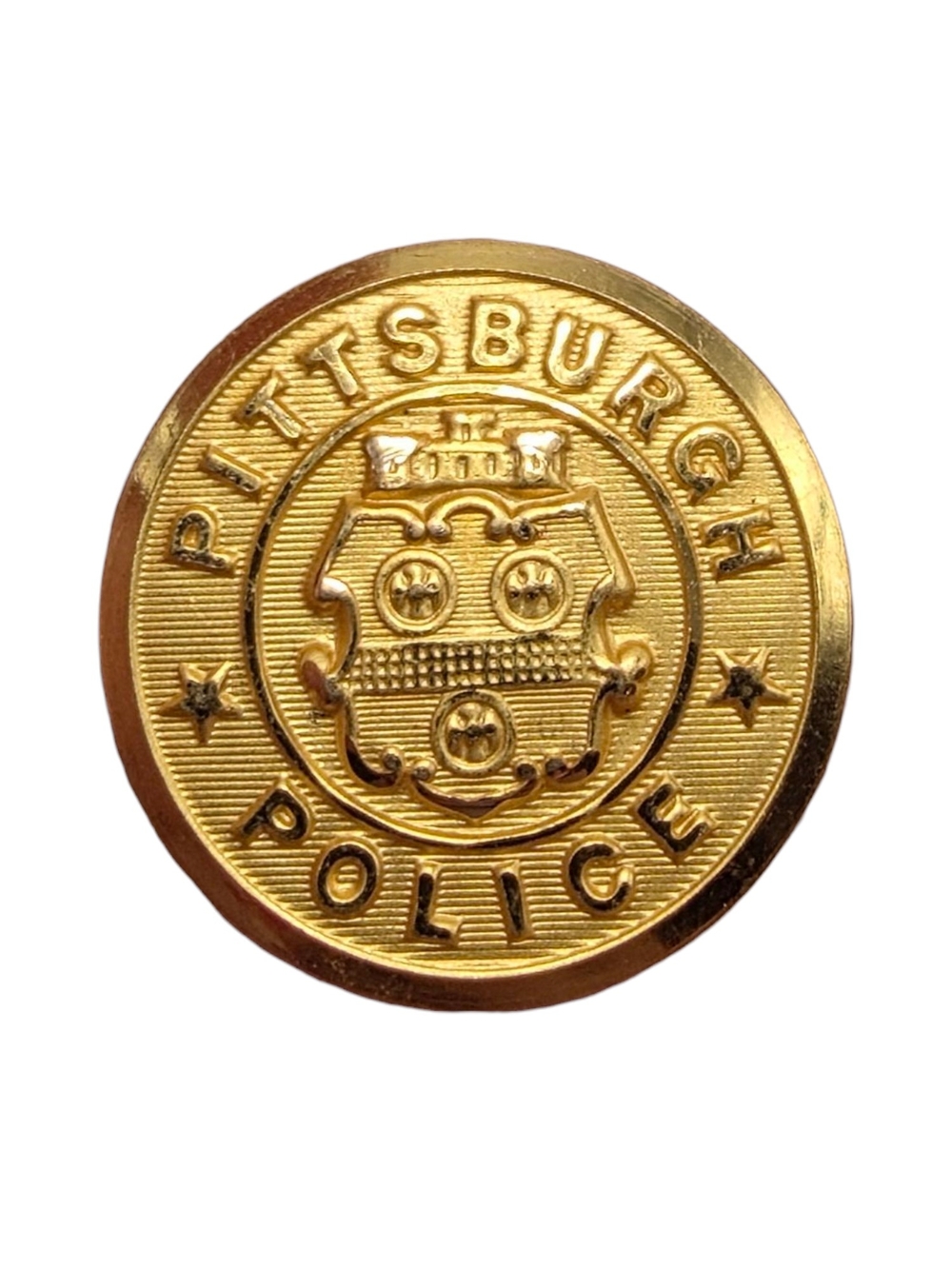 Vintage Pittsburgh, PA Police 1" Waterbury Button Co. Gold Tone Metal